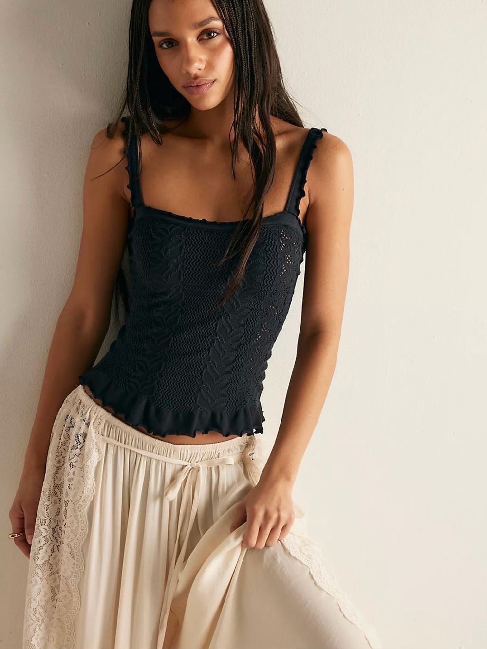 Free People Seamless Square Neck Tank.
Size x-small/small. Color black. NWT